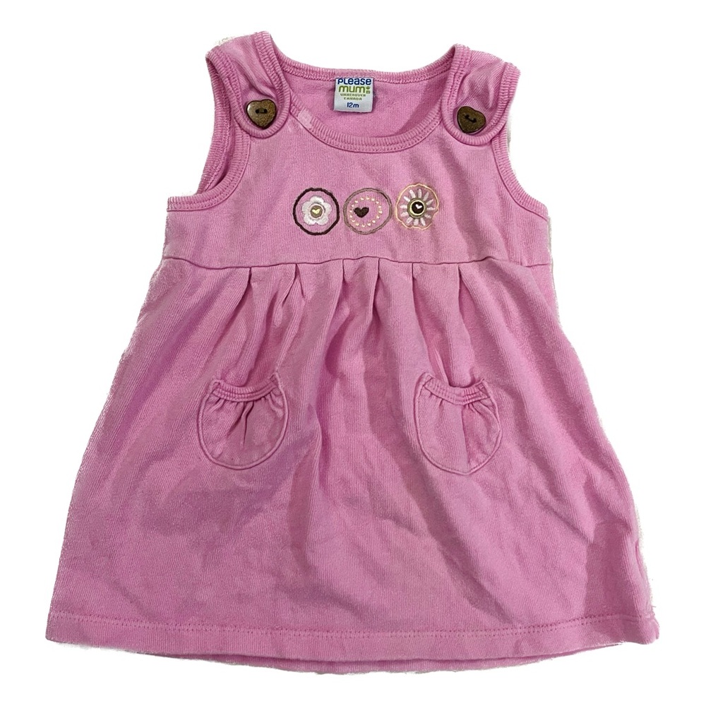 🍓4/$15🍓 Please Mum Pink Baby Dress with Heart Button Accents and Pockets